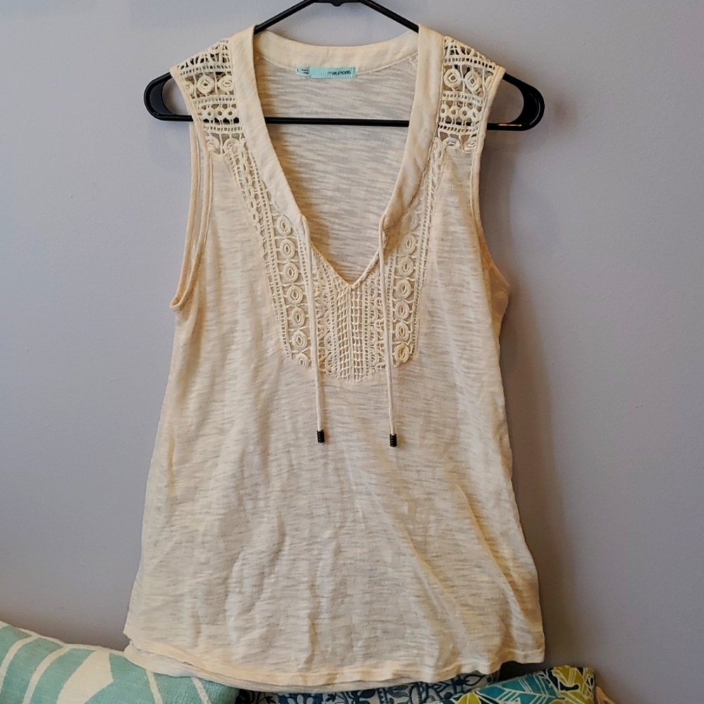 Maurice's Cream Boho Tie Tank ~ L